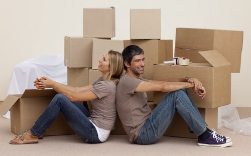 Careful loading of boxes and furniture during a student move