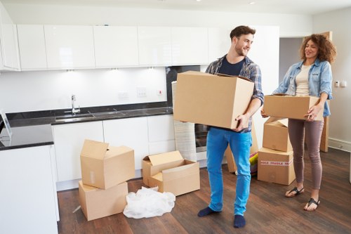 Business move planning with furniture and stock arranged for loading